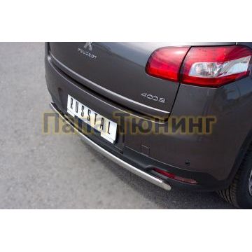 Защита заднего бампера овальная 75х42 мм РусСталь для Peugeot 4008 2013-2017