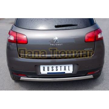 Защита заднего бампера овальная 75х42 мм РусСталь для Peugeot 4008 2013-2017
