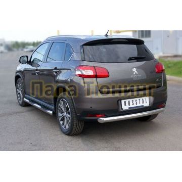 Защита заднего бампера d76 РусСталь для Peugeot 4008 2013-2017