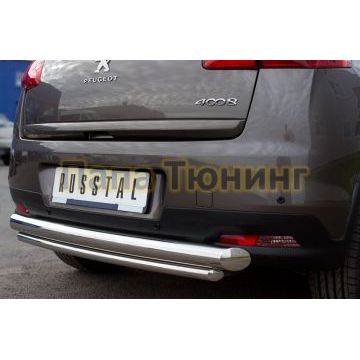 Защита заднего бампера двойная d76-d42 нижняя РусСталь для Peugeot 4008 2013-2017