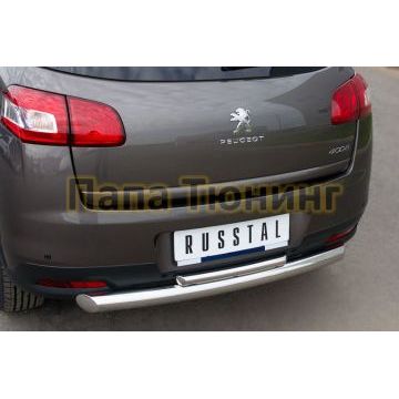 Защита заднего бампера двойная d76-d42 верхняя РусСталь для Peugeot 4008 2013-2017