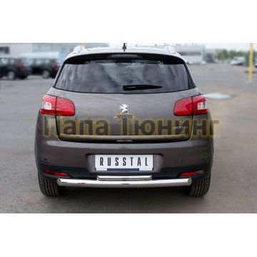 Защита заднего бампера двойная d76-d42 верхняя РусСталь для Peugeot 4008 2013-2017