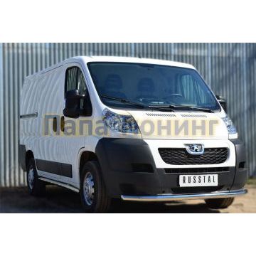 Защита переднего бампера d57 РусСталь для Peugeot Boxer 2006-