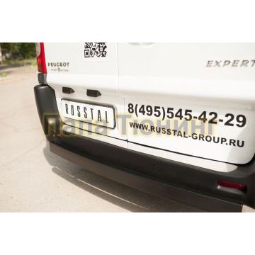 Накладка на задний бампер нержавеющий лист зеркальный РусСталь для Peugeot Expert 2007-2012