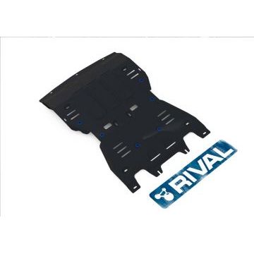 Защита картера + КПП алюминий 4 мм RIVAL для Porsche Macan, V - 2.0; 3.0; 3.6; 3.0d; Черный 2014-2019/Porsche Macan, V - 2.0; 3.0; Черный 2019-