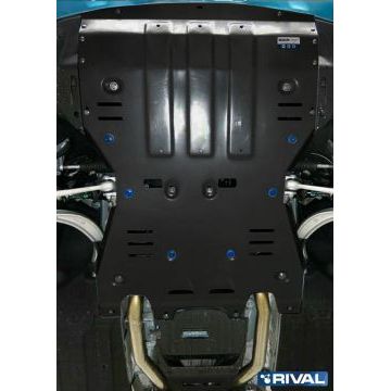 Защита картера + КПП алюминий 4 мм RIVAL для Porsche Macan, V - 2.0; 3.0; 3.6; 3.0d; Черный 2014-2019/Porsche Macan, V - 2.0; 3.0; Черный 2019-