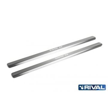 Накладки порогов Rival с надписью 2 штуки для Ravon Nexia R3 2015-