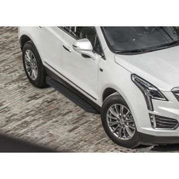 Пороги алюминиевые Rival Black-Premium для Cadillac XT5 2016-