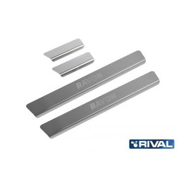 Накладки порогов Rival с надписью 4 штуки для Ravon R4 2016-