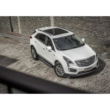 Пороги алюминиевые Rival Black New для Cadillac XT5 2016-