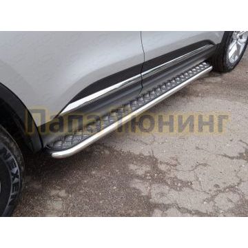Пороги с площадкой алюминиевый лист 42 мм ТСС для Renault Koleos 2018- Пороги с площадкой алюминиевый лист 42 мм ТСС для Renault Koleos 2018-