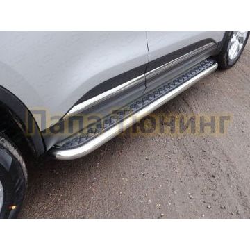 Пороги с площадкой алюминиевый лист 60 мм ТСС для Renault Koleos 2018- Пороги с площадкой алюминиевый лист 60 мм ТСС для Renault Koleos 2018-