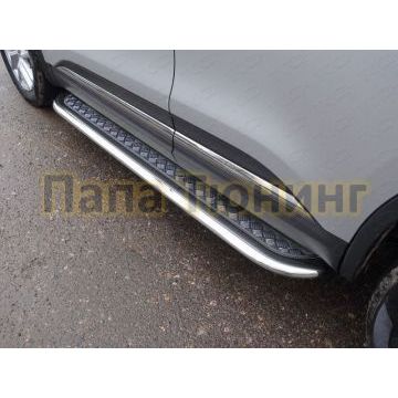 Пороги с площадкой алюминиевый лист 75х42 мм ТСС для Renault Koleos 2018- Пороги с площадкой алюминиевый лист 75х42 мм ТСС для Renault Koleos 2018-