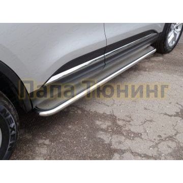 Пороги с площадкой нержавеющий лист 42 мм ТСС для Renault Koleos 2018- Пороги с площадкой нержавеющий лист 42 мм ТСС для Renault Koleos 2018-