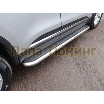 Пороги с площадкой нержавеющий лист 60 мм ТСС для Renault Koleos 2018- Пороги с площадкой нержавеющий лист 60 мм ТСС для Renault Koleos 2018-