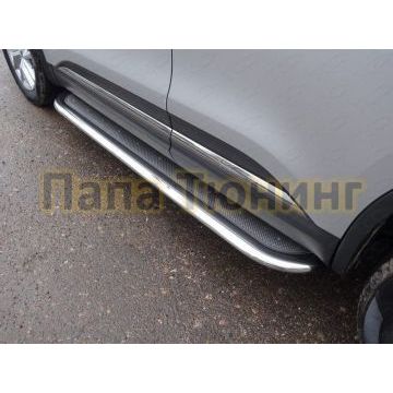 Пороги с площадкой нержавеющий лист 75х42 мм ТСС для Renault Koleos 2018- Пороги с площадкой нержавеющий лист 75х42 мм ТСС для Renault Koleos 2018-