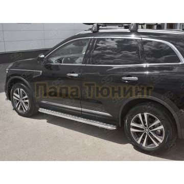 Пороги с площадкой алюминиевый лист d42 вариант 2 для Renault Koleos 2017-