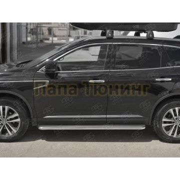 Пороги с площадкой нержавеющий лист 42 мм для Renault Koleos 2017-