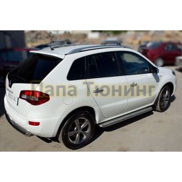 Пороги с площадкой алюминиевый лист d42 РусСталь для Renault Koleos 2011-2016