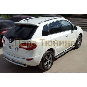 пороги труба d76 с накладками вариант 1 РусСталь для Renault Koleos 2011-2016