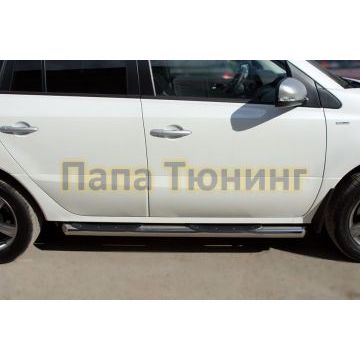 пороги труба d76 с накладками вариант 1 РусСталь для Renault Koleos 2011-2016