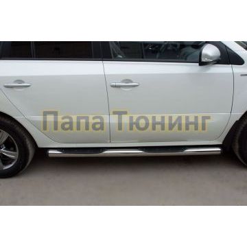 Пороги труба d76 с накладками вариант 2 РусСталь для Renault Koleos 2011-2016