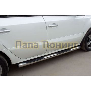 Пороги труба d76 с накладками вариант 2 РусСталь для Renault Koleos 2011-2016