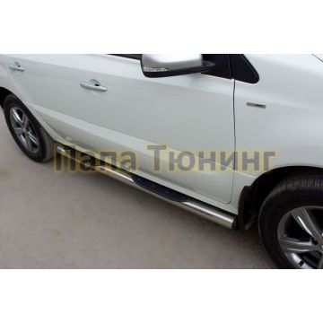 Пороги труба d76 с накладками вариант 2 РусСталь для Renault Koleos 2011-2016