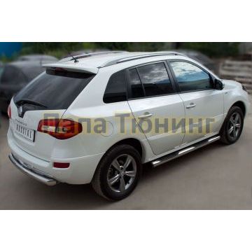 Пороги труба d76 с накладками вариант 2 РусСталь для Renault Koleos 2011-2016