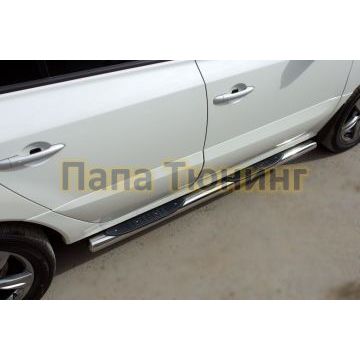 Пороги труба d76 с накладками вариант 3 РусСталь для Renault Koleos 2011-2016