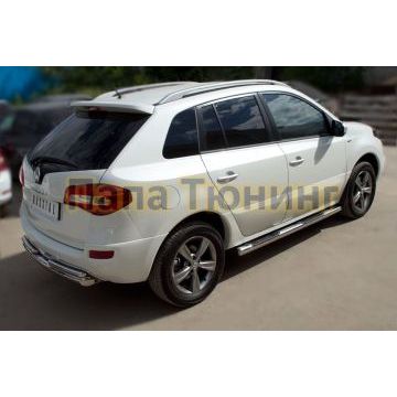 Пороги труба d76 с накладками вариант 3 РусСталь для Renault Koleos 2011-2016
