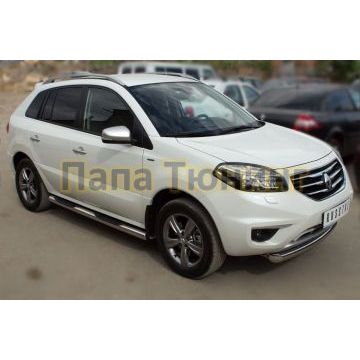 Пороги труба d76 с накладками вариант 3 РусСталь для Renault Koleos 2011-2016