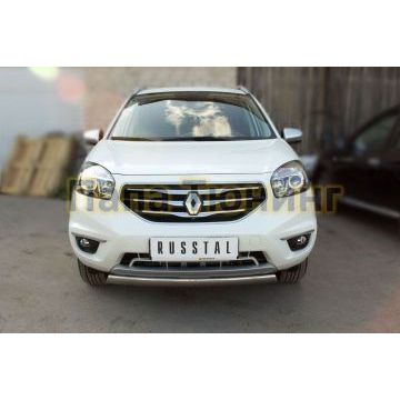 Защита передняя овальная 75х42 мм РусСталь для Renault Koleos 2011-2016