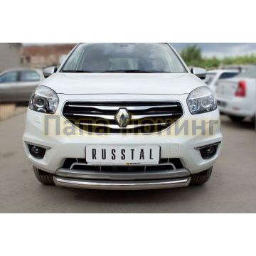 Защита переднего бампера d76 дуга РусСталь для Renault Koleos 2011-2016