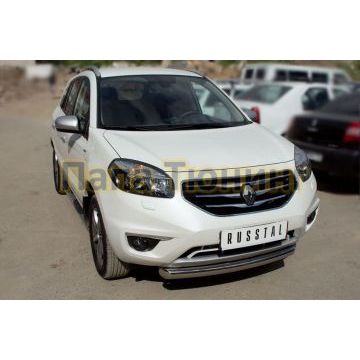 Защита переднего бампера d76 дуга РусСталь для Renault Koleos 2011-2016