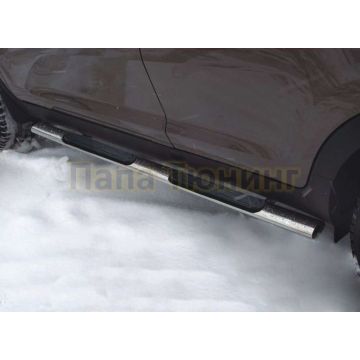 Пороги труба овальная с накладками 75х42 мм РусСталь для Mitsubishi ASX 2010-2013