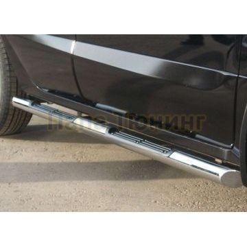 Пороги труба d76 с накладками вариант 1 РусСталь для Renault Koleos 2008-2011