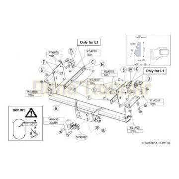 Фаркоп Brink шар F на грузовик для Renault Master 2010-