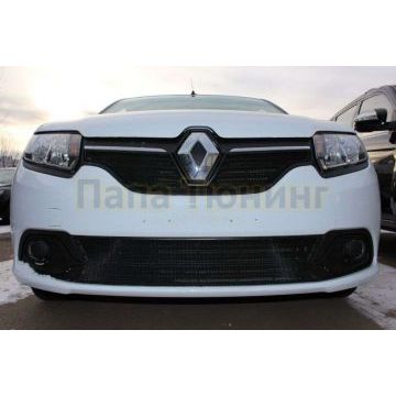 Защита радиатора черная нижняя РусСталь для Renault Logan 2015-