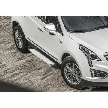 Пороги алюминиевые Rival Silver New для Cadillac XT5 2016-
