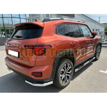 Пороги труба с проступью Папа Тюнинг d76 для Haval H7 2025-