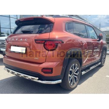 Защита заднего бампера угловая большая двойная с  перемычками Папа Тюнинг d60/42 для Haval H7 2025-