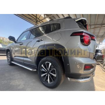 Защита заднего бампера угловая большая двойная Папа Тюнинг d60/42 для Haval H7 2025-
