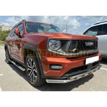 Защита передего бампера двойная с перемычками  Папа Тюнинг d60/42 для Haval H7 2025-