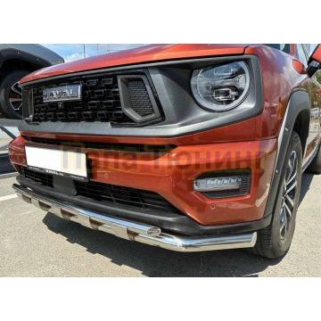 Защита передего бампера двойная с перемычками  Папа Тюнинг d60/42 для Haval H7 2025-