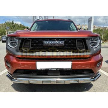 Защита передего бампера двойная с перемычками  Папа Тюнинг d60/42 для Haval H7 2025-