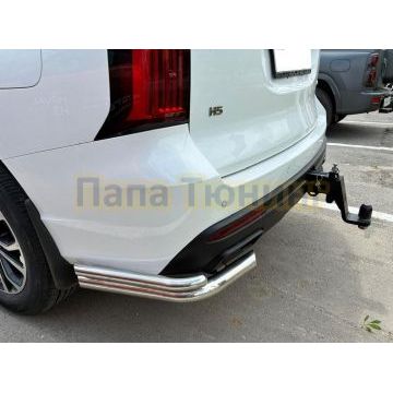 Защита заднего бампера угловая двойная Папа Тюнинг d60/42 для Haval H5 2024-