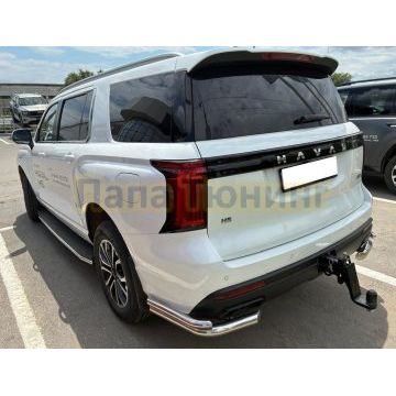 Защита заднего бампера угловая двойная Папа Тюнинг d60/42 для Haval H5 2024-