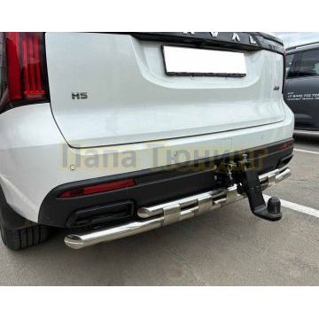 Защита заднего бампера двойная с перемычками Папа Тюнинг d60/42 для Haval H5 2024-