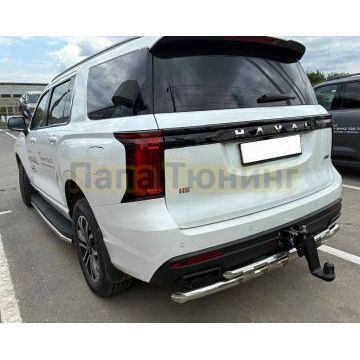 Защита заднего бампера двойная с перемычками Папа Тюнинг d60/42 для Haval H5 2024-